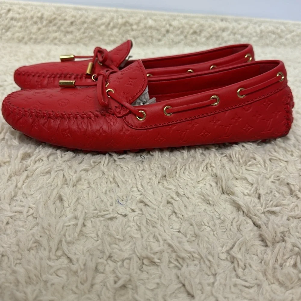 Louis Vuitton Gloria Leather Flats Size 38.5 Red‎ Women’s - Picture 2 of 11